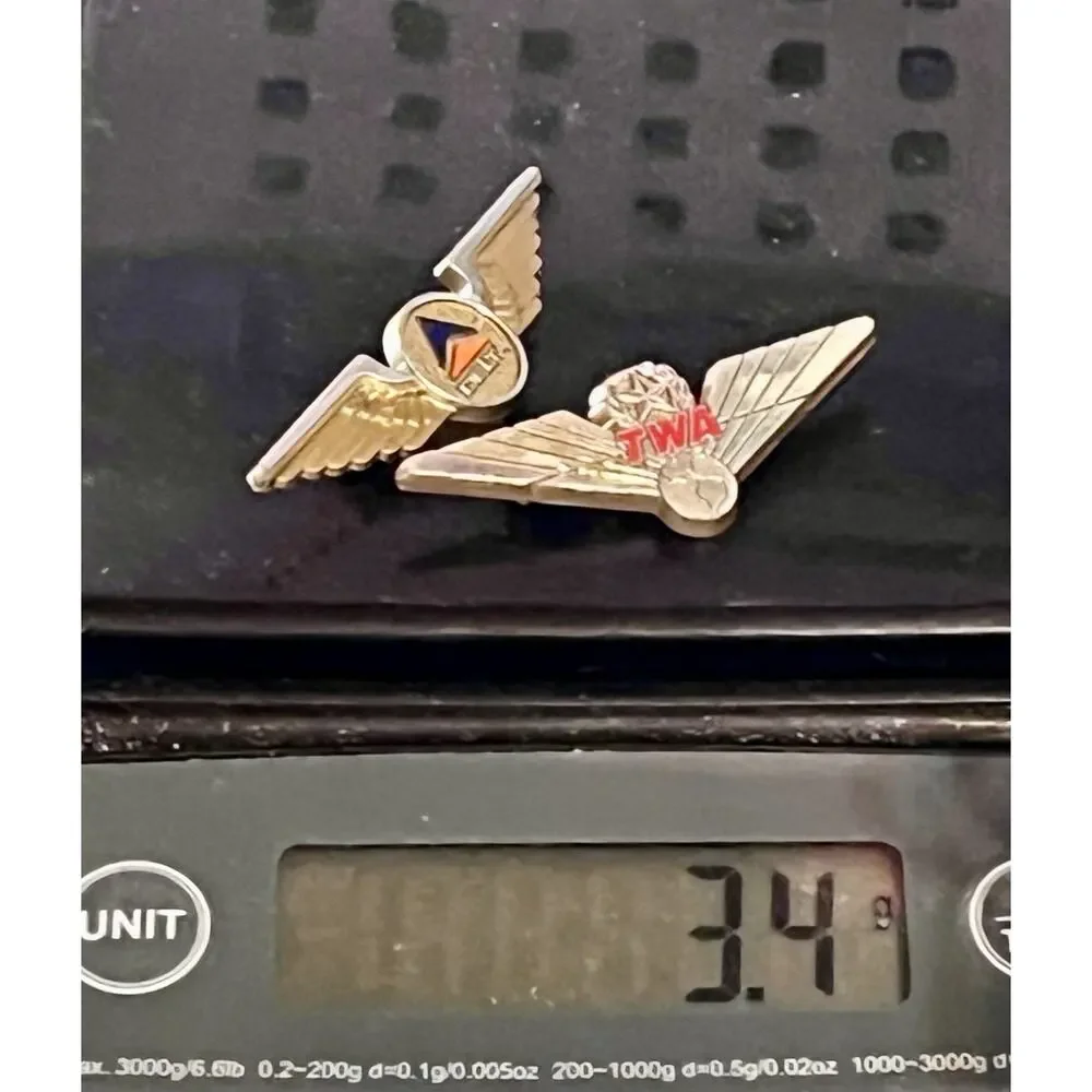 Vintage Delta TWA Airline Employee Wing Lapel Pin Lot Aviation Memorabilia